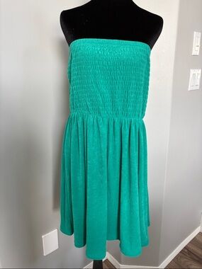 torrid Teal Strapless Terry Cloth Dress